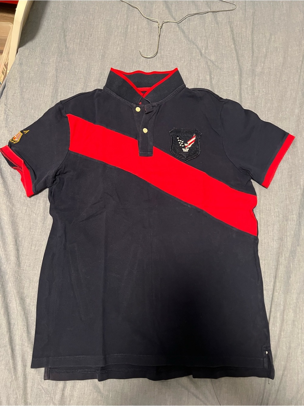 Navy & Red Diagonal Stripe Polo Shirt